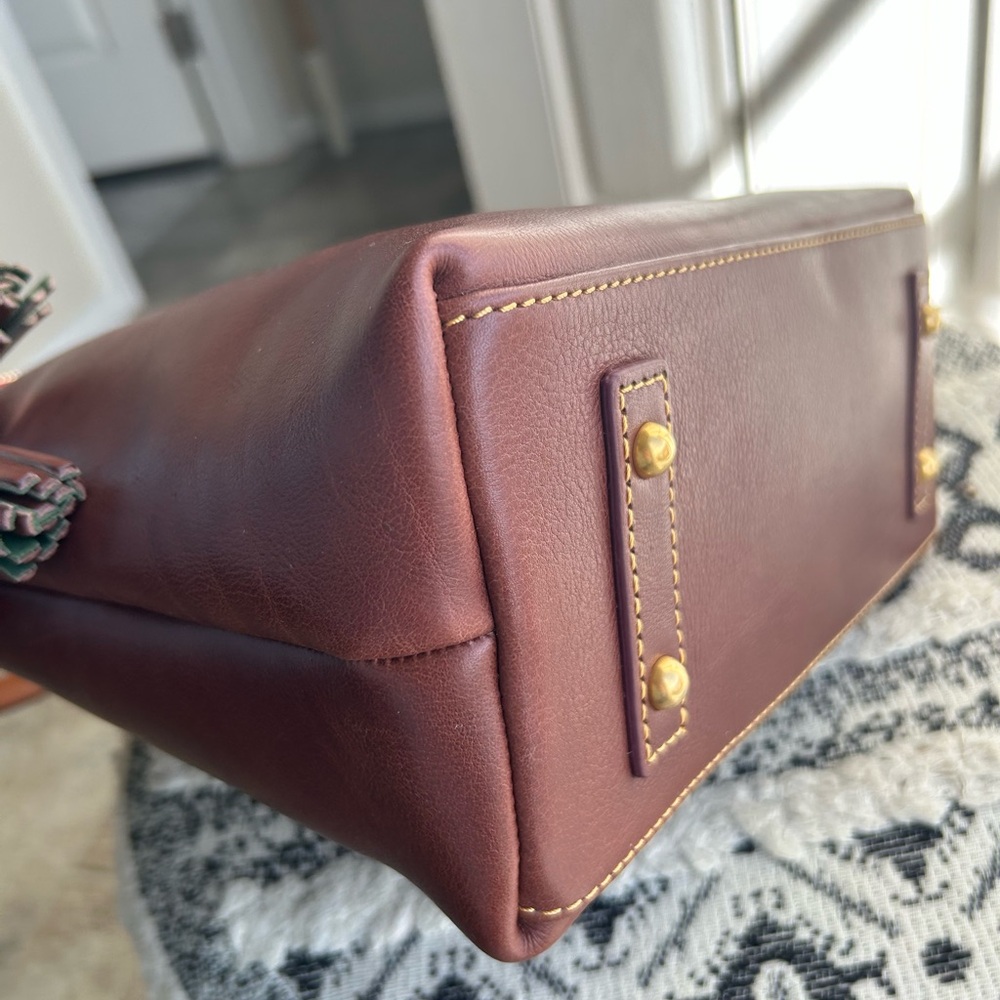 Dooney & Bourke Chestnut Brown Leather Hobo with Tan Handle - Picture 7 of 12